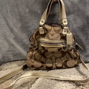 Coach Canvas Shoulder bag, brown/tan & gold